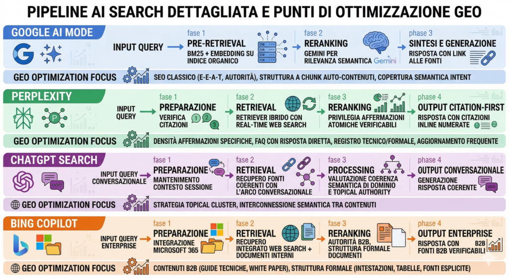 Pipeline dettagliata per ciascuna piattaforma