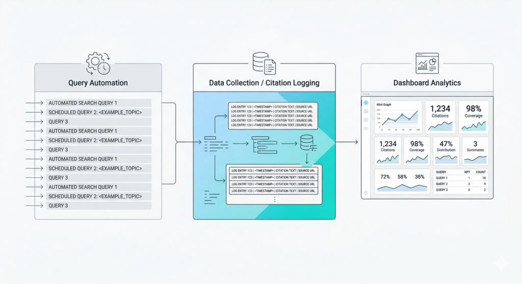 Esempio di dashboard SOV-G su campione di 100 query settoriali. I dati sono illustrativi.