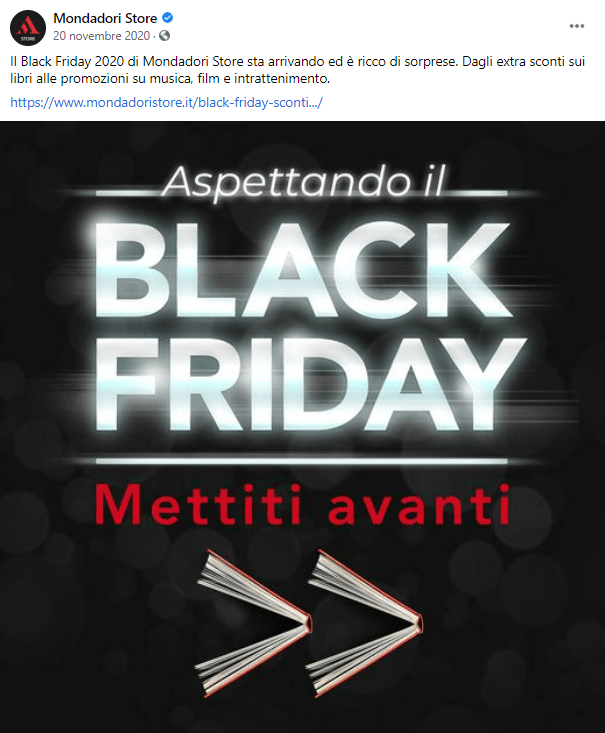 mondadori, esempio campagna black friday