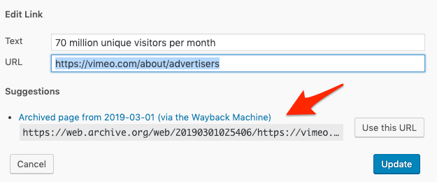 Broken link checker plugin