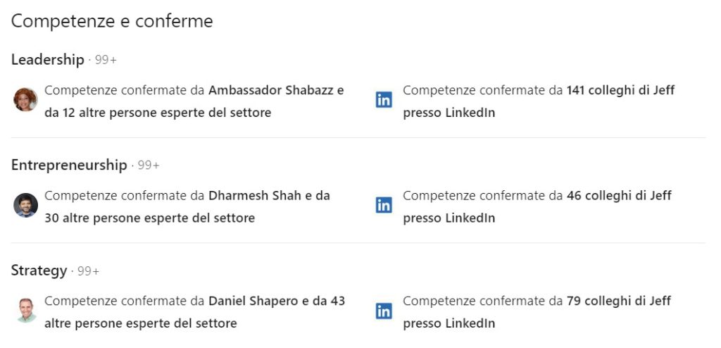 linkedin competenze